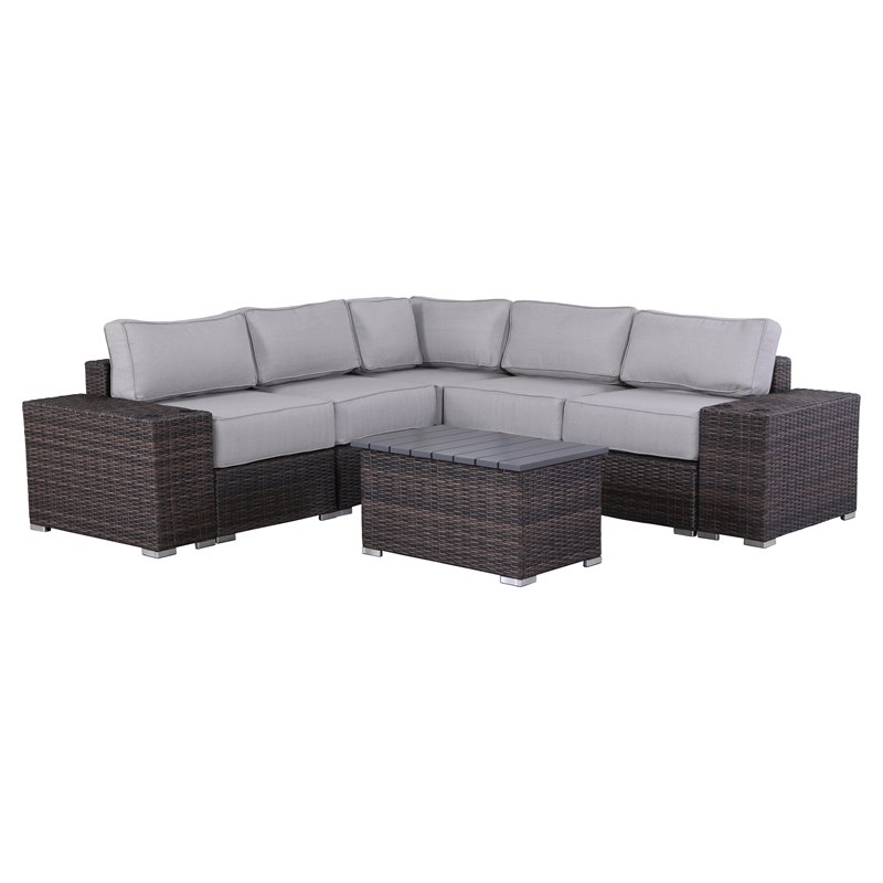 Living Source International 8-Piece Sectional Set w/ Cushions in Brown