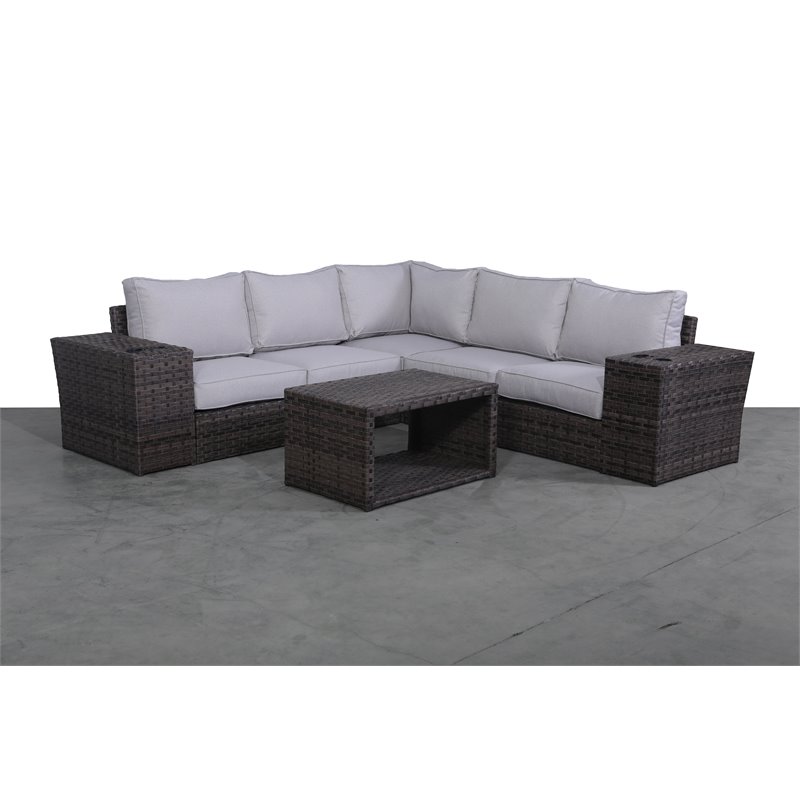 Living Source International 8-piece Rattan Sectional Set plus Cushion - Espresso