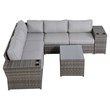 Living Source International 8-piece Rattan Sectional Set with Cup Table in Gray