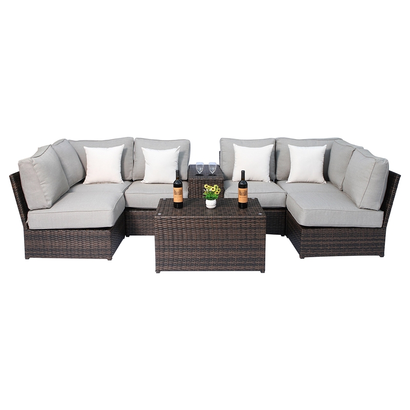 Living Source International 8-Piece Outdoor Conversation Set in Espresso