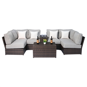Living Source International 8-Piece Outdoor Conversation Set in Espresso
