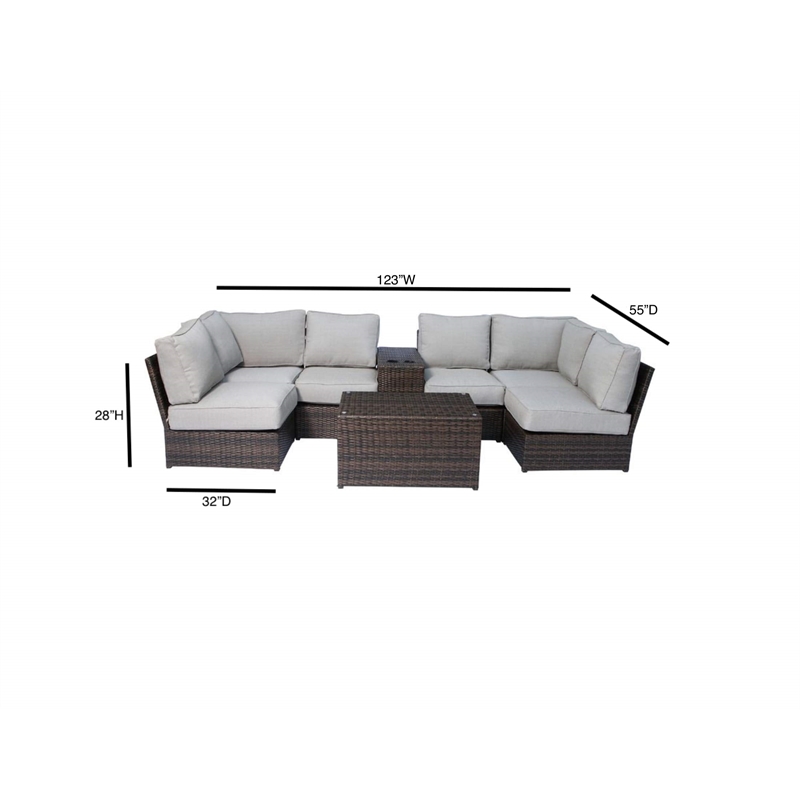 Living Source International 8-Piece Outdoor Conversation Set in Espresso