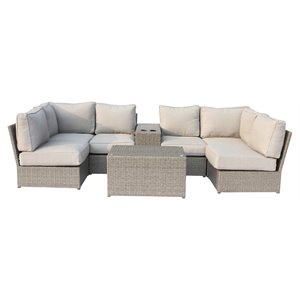 living source international 8-piece outdoor conversation set w/cushions in gray