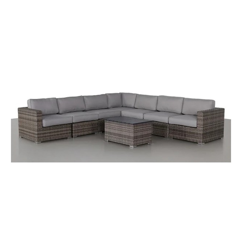 Living Source International 8-Piece Wicker / Rattan Sectional Set in Gray