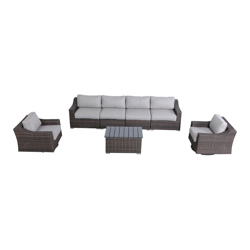 Living Source International 7-piece Wicker Sectional Set with Cushions - Brown