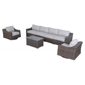 living source international 7-piece wicker sectional set with cushions - brown
