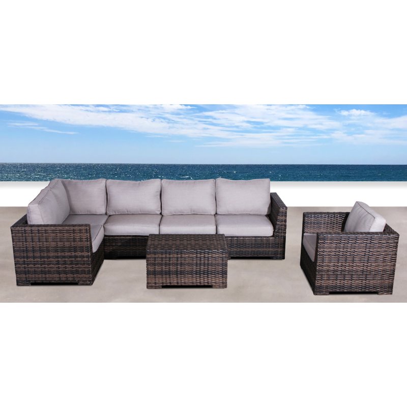 Living Source International 5-piece Sectional Set w/Club Chairs in Espresso