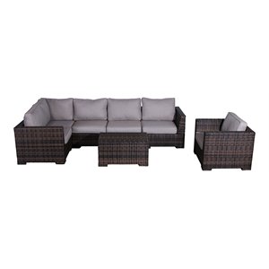 Living Source International 5-piece Sectional Set w/Club Chairs in Espresso