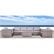 Living Source International 7-piece Wicker Sectional Set with Long Sofa in Gray
