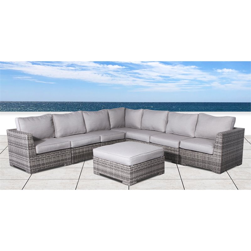 Living Source International 8-Piece Modular Sectional Set with Cushions in Gray