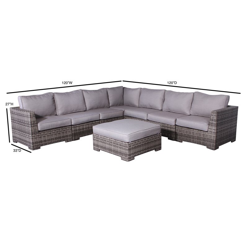 Living Source International 8-Piece Modular Sectional Set with Cushions in Gray
