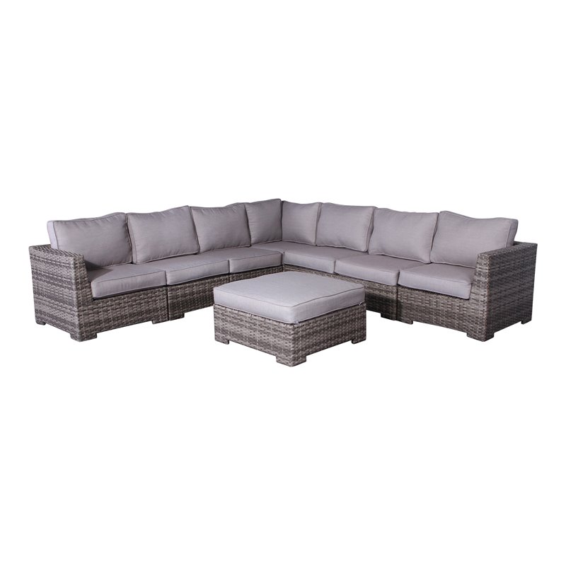 Living Source International 8-Piece Modular Sectional Set with Cushions in Gray