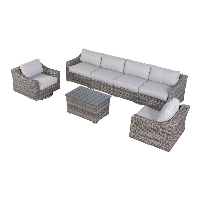 Living Source International 7-piece Wicker Sectional Set with Cushion - Gray