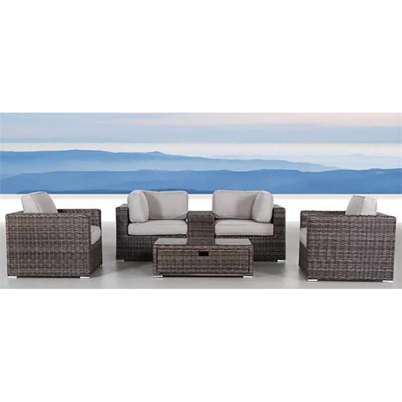 Living Source International 6-Piece Sectional Set with Cushions in Espresso