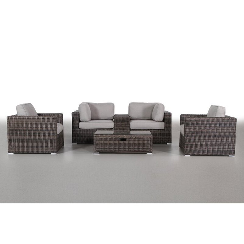 Living Source International 6-Piece Sectional Set with Cushions in Espresso
