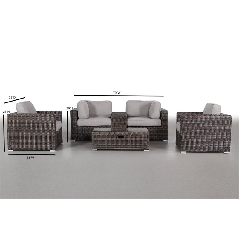 Living Source International 6-Piece Sectional Set with Cushions in Espresso