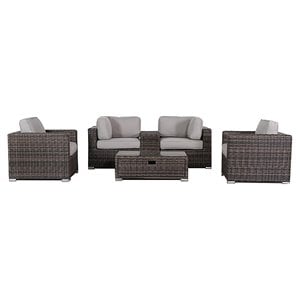 Living Source International 6-Piece Sectional Set with Cushions in Espresso
