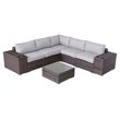 Living Source International 8-Piece Wicker Sectional Set with Cushions in Brown