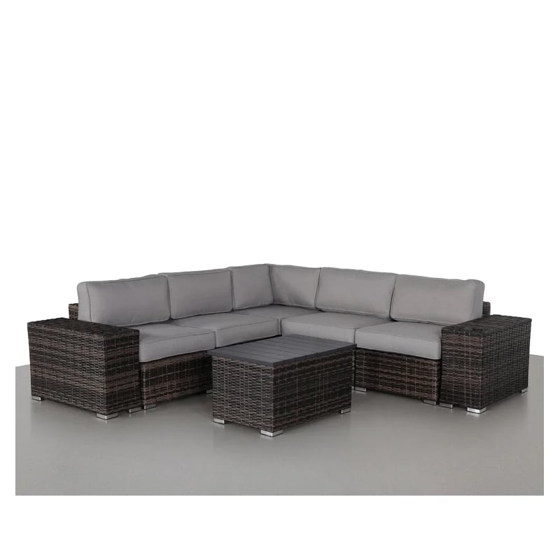 Living Source International 8-Piece Wicker / Rattan Sectional Set in Espresso