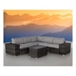 Living Source International 8-Piece Wicker / Rattan Sectional Set in Espresso