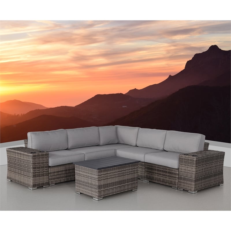 Living Source International 8-Piece Wicker / Rattan Sectional Set in Gray