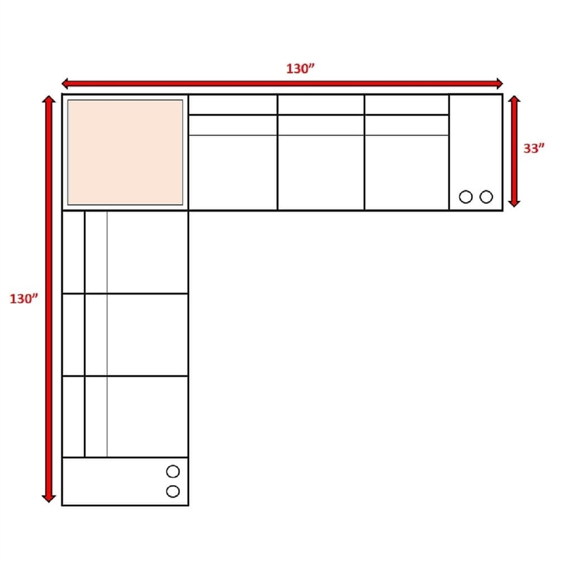 Living Source International 9-Piece Sectional Set w/ Cushions - Brown