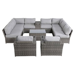 living source international 12-piece sectional seating group w/cushions in gray