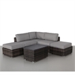 Living Source International 6-Piece Wicker / Rattan Sectional Set in Espresso