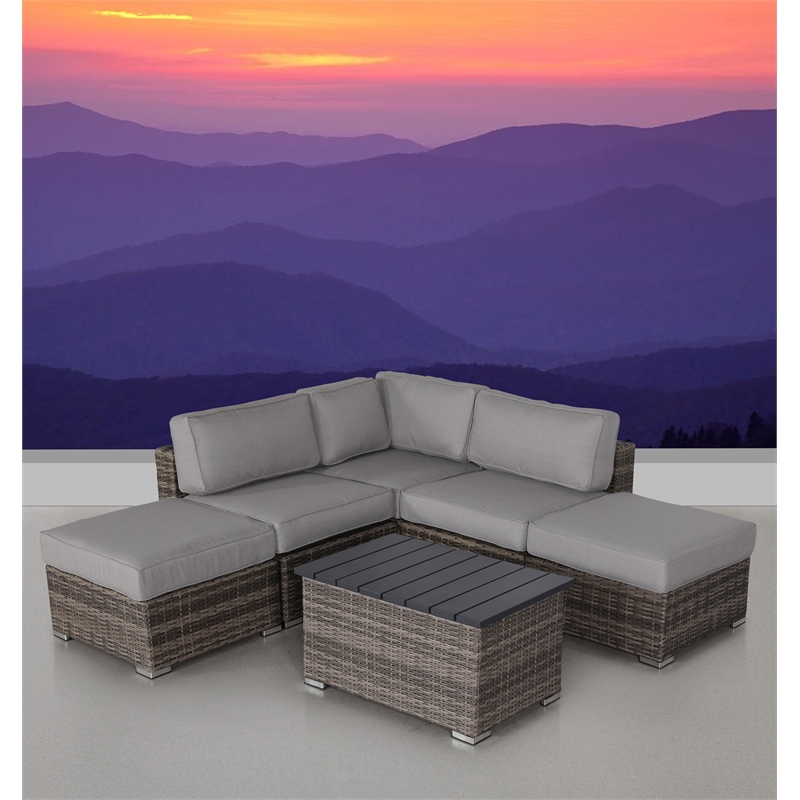 Living Source International 6-Piece Wicker / Rattan Sectional Set in Gray