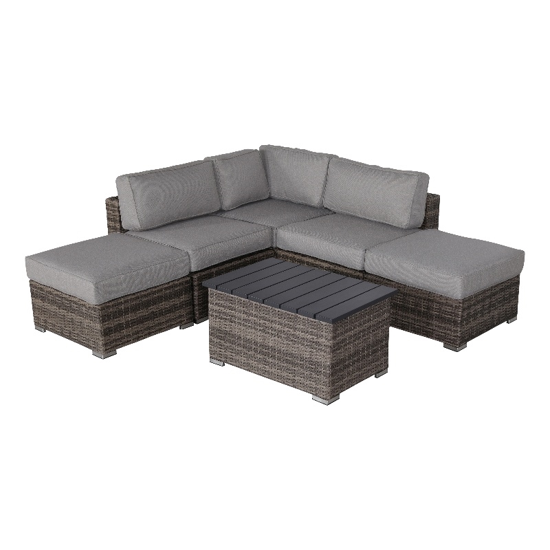 Living Source International 6-Piece Wicker / Rattan Sectional Set in Gray