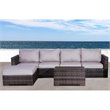 Living Source International 3-Piece Wicker Sectional Set with Cushion - Espresso