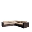 Living Source International 5-Piece Wicker/Rattan Sectional Set - Espresso/Beige