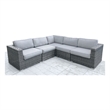 Living Source International 5-Piece Wicker/Rattan Sectional Set in Light Gray