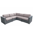Living Source International 5-PC Wicker / Rattan Sectional Set in Espresso/Taupe