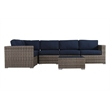 Living Source International 6-Piece Wicker Sectional Set in Gray/Navy Blue