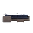 Living Source International 6-Piece Wicker Sectional Set in Gray/Navy Blue