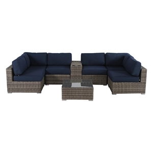 Living Source International 8-Piece Seating Group with Cushions in Gray/Navy