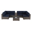 Living Source International 8-Piece Seating Group with Cushions in Gray/Navy