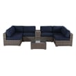 Living Source International 8-Piece Seating Group with Cushions in Gray/Navy