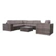 Living Source Intl Wicker / Rattan 3PC Sectional Seating Group in Espresso/Taupe