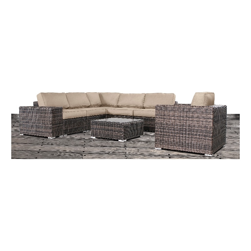 Living Source International 3-Piece Sectional Seating Group in Espresso/Beige