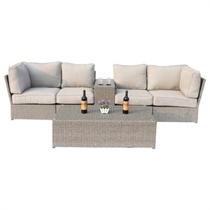 Living Source International 6-Piece Outdoor Conversation Set in Gray Finish