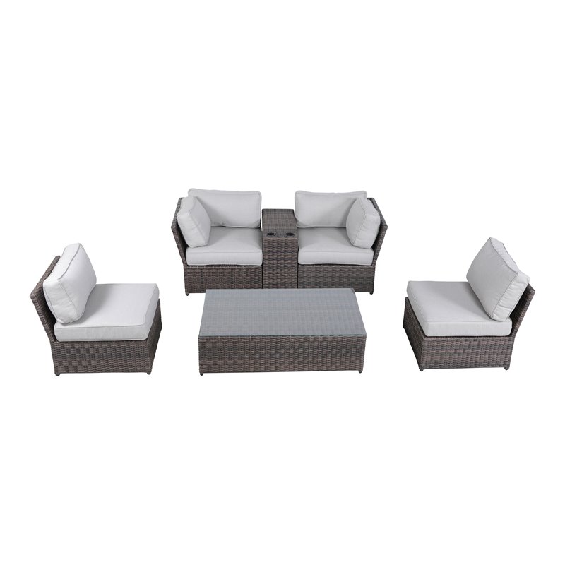 Living Source International 4-Person Seating Set with Cushions in Brown/Gray
