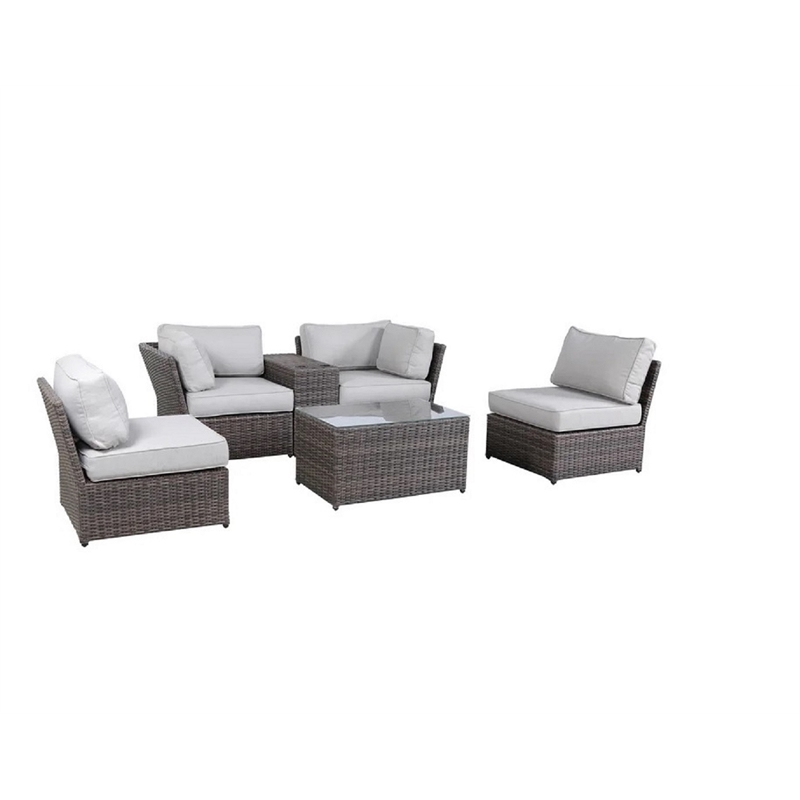 Living Source International 4-Person Seating Set with Cushions in Brown and Gray