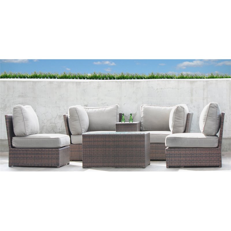 Living Source International 6-Piece Sectional Set w/ Cushions in Espresso