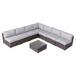 living source international 8-piece sectional set with cushions in brown/gray