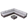 Living Source International 8-Piece Sectional Set with Cushions in Brown/Gray