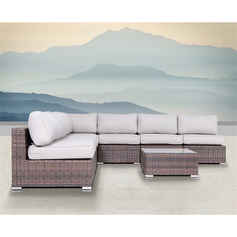 Living Source International 8-Piece Wicker Sectional Set with Cushions in Gray