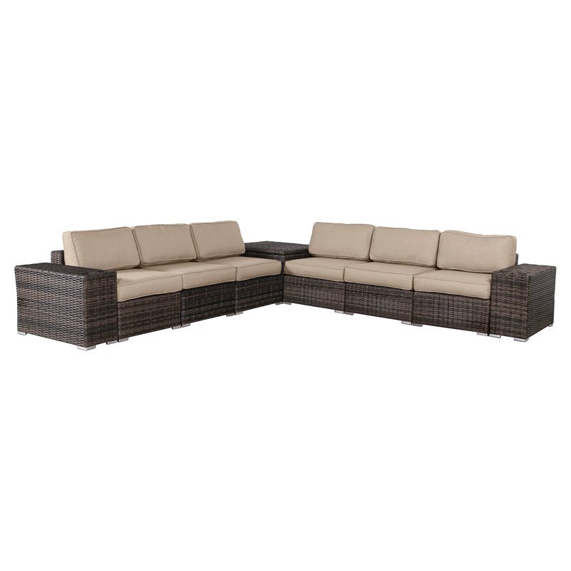 Living Source International 4-Piece Seating Group with Cushions in Brown/Beige