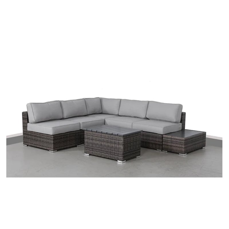 Living Source International Wicker / Rattan 7-Piece Outdoor Set in Espresso